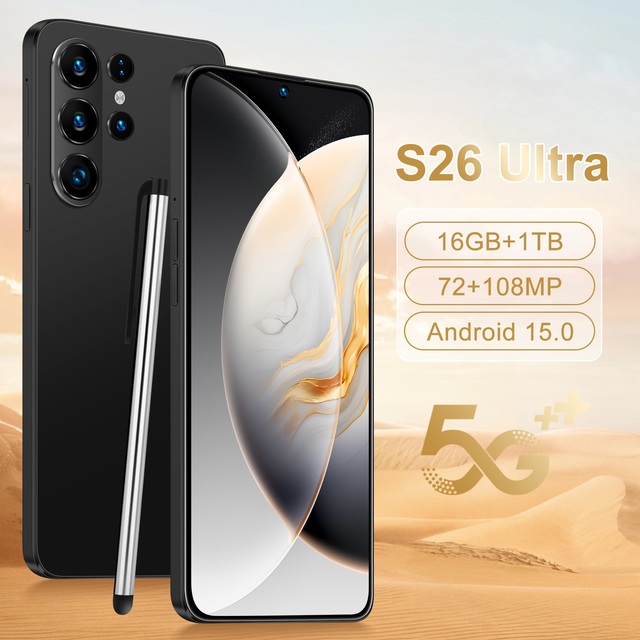 S26 Ultra 5G LTE Smartphone 4K LED Android 15 Deca Core Snapdragon 800 Series 16GB+1TB Storage 108MP Camera 7000mAh Battery