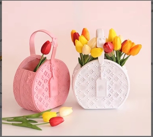 Panier <span class=keywords><strong>de</strong></span> fleurs séchées artificielles, <span class=keywords><strong>pot</strong></span> <span class=keywords><strong>de</strong></span> plantes succulentes, mini vase paysager, sac à main et porte-monnaie, ornement décoratif pour la maison et le salon - Product Image 4