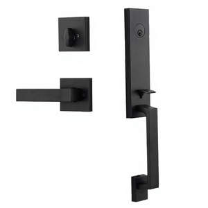 Manija de Puerta Tubular de Lujo en Zinc Negro Mate con Llave para Entrada Exterior, Estilo Moderno, Juego de Manijas de Seguridad para Puerta Principal de Villa 1 - Product Image 3