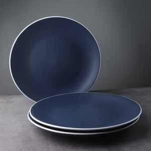 Piatto da portata in ceramica blu rotondo da 10,5 pollici in gres per pizza, stile chinaware, prezzo di fabbrica - Product Image 5