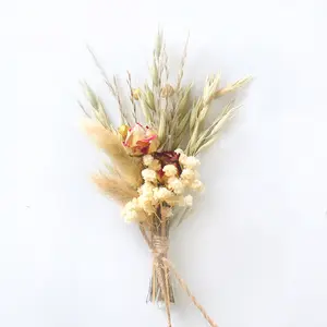 도매 자연 진짜 터치 말린 꽃 팜파스 팜 보존 된 꽃 집 결혼식 장식을위한 작은 미니 꽃 꽃다발