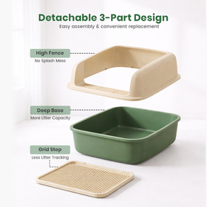 Lettiera <span class=keywords><strong>per</strong></span> Gatti Aperta con Bordi Alti, Protezione Antischizzo, Paletta Inclusa, Vassoio in Plastica Facile da Pulire <span class=keywords><strong>per</strong></span> Gatti Grandi - Product Image 3