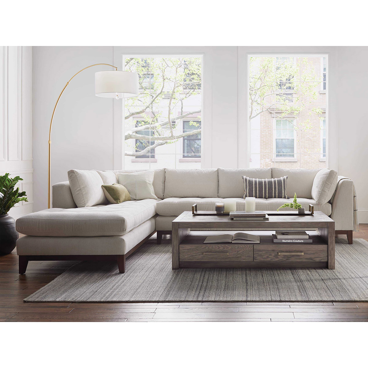 Wholesale cheap home furniture factory direct wood base fabric L shape chaise living room sofa