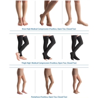 Bas de contention médicaux anti-bactériens pour femme, à hauteur de cuisse, à bout ouvert, antidérapants, CLASSE 2, 15-20 & 20-30 mmHg