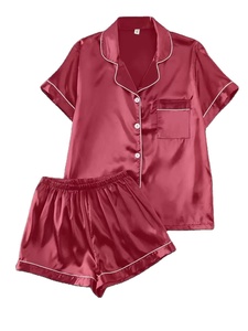 Ensemble de pyjama <span class=keywords><strong>2</strong></span> pièces pour femme, mignon et confortable, avec col rabattu, taille élastique, manches courtes et pantalon – Idéal pour dormir, la détente ou la nuit - Product Image 4