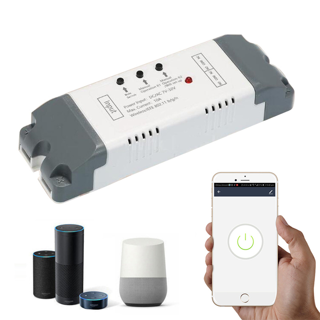 Smart Wifi Switch Wireless Relay Module Smart Home Automation for Computer Access DC7V/12v 24v 32v Inching/Self-Locking IOS