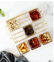 6-Grid Glas Snack Kom Set Glas Snoep Kommen Schotel Fruitschaal Glas Sous Plat Voor Party Wedding