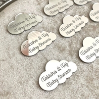 Étiquettes personnalisées en acrylique en forme de nuage pour mariages et anniversaires, étiquettes cadeaux durables et imperméables pour baptêmes de bébé et décorations de la fête des mères