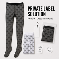 Collants résille personnalisés avec logo pour femmes, taille haute, motif tricoté, maille, OEM ODM, marque privée, vente en gros