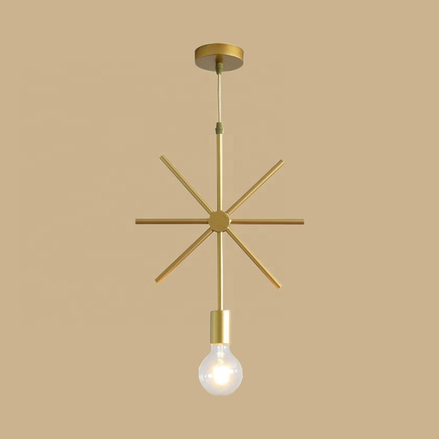 Modern Indoor Hanging Lighting Fixture Gold Finish Iron Pendant Light
