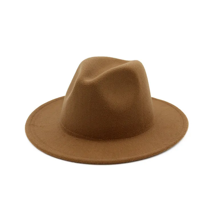 Promotional Solid Color Polyester Cotton Vegan Material Fedora Hat For Ladies And Mens Panama Jazz Fashion Fedora Hat