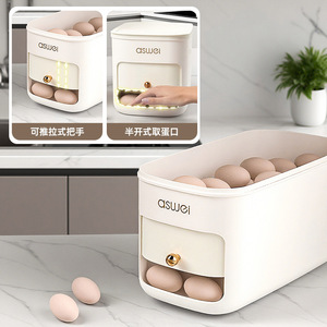 Aswei Egg <b>Storage</b> <b>Box</b> <b>Stackable</b> Fresh Keeping Food Grade PP Plastic Kitchen Organizer with Flip Top Lid - Product Image 3