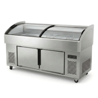 Réfrigérateur professionnel en acier inoxydable 201 avec dessus en verre, vitrine réfrigérée pour buffet
