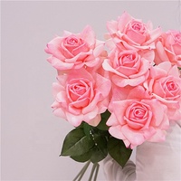 Vente en gros de fleurs artificielles en latex de haute qualité, grandes roses réalistes au toucher, blanches, roses, bleues, pour la décoration de mariage