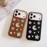 Casing HP Lichicase Silikon Lembut Lucu untuk iPhone 13 13 Pro 13 Pro Max Motif Bintang Bulan, Penutup Belakang Bernapas