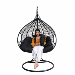 Letsgo-<span class=keywords><strong>Columpio</strong></span> de mimbre moderno para jardín, silla colgante con asiento de cojín impermeable para 2 personas - Product Image 2