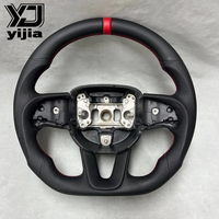 Volant en cuir à 3 branches modifié pour Dodge Challenger 2015-2016 – Remplacement et amélioration avec texture de transfert pour une conduite optimisée