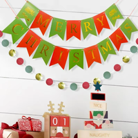 Joyeux Noël – Guirlande en papier rouge et vert, écologique, imperméable et durable pour décorations de fête et de maison, lanterne bougeoir