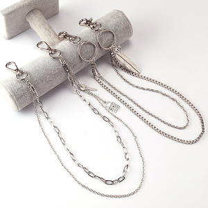 Chaîne de taille double couche style Harajuku avec pendentif croix et plume, chaîne de corps unisexe tendance pour boîte de nuit, en argent tibétain - Product Image 4