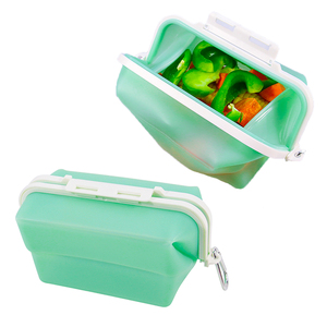 Storage Box Bag Custom Logo Bpa Free Reusable Collapsible Folding Food Container Camping Storage Silicone Lunch Travel Box Bag For Kids