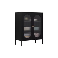 Buffet nordique en acier rangements placard buffets 2 portes en verre style américain jouets vin vitrine métal avec pied en métal