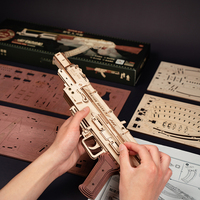 Robotime Rokr Éxito de Ventas en Tiktok Rompecabezas 3D de Madera LQ901 Kit de Modelo de Pistola de Ligas de Hule Pistolas de Juguete para Adultos