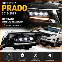 Pour Toyota Prado J15 2018-2023 : Ensemble de phares avant à quatre lentilles projecteurs en cristal – Amélioration et remplacement de l'éclairage