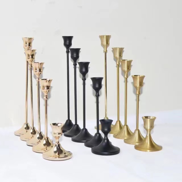 Porte-bougie En Laiton Doré Base Brillante Décoration En Forme De Flamme 9 Cm