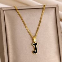 Prêt à l'emploi Noir Blanc Alphabet Métal Pendentif Charms A-Z Lettre Émail Collier Pack E-Commerce Mode Produit Usine Personnalisé