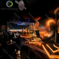 Comptoir de bar noir brillant avec lumières LED Meubles de boîte de nuit personnalisés