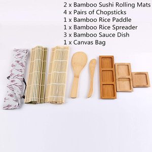 Juego de utensilios de bambú para <span class=keywords><strong>Sushi</strong></span>, Set antiadherente para hacer <span class=keywords><strong>Sushi</strong></span>, 2 esteras enrollables para salsa, plato, palillos, <span class=keywords><strong>12</strong></span> piezas - Product Image 6