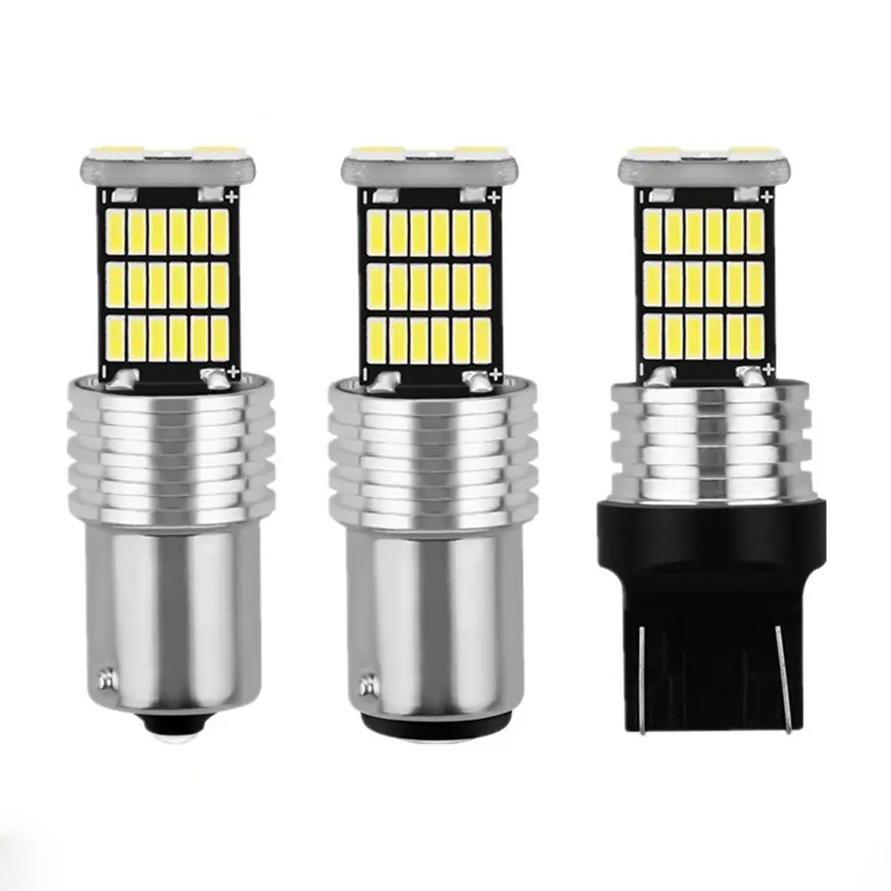 P21W 11561157Led電球BA15SS25 BAY15D T20 7440 7443 W21W 45SMD4014車のターンシグナルテールブレーキストップリバースランプ