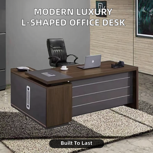 Modern Luxury Convertible L-Shaped <strong>Desk</strong> with Durable Design Commercial Use PVC <strong>Top</strong> Box <strong>Drawer</strong> Storage DIY Assembly - Product Image 2