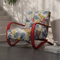 Fauteuil individuel de loisirs BTSC005 avec accoudoirs, surface en tissu confortable, coussin en éponge haute densité, structure en acier, pour salon