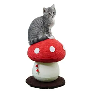 新到红蘑菇猫爬架垂直抓挠柱宠物玩具猫树