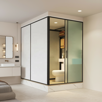 Salle de bain préfabriquée rectangulaire moderne personnalisable - Pod de bain modulaire écologique avec porte à charnières et équipements intelligents pour hôtels de luxe