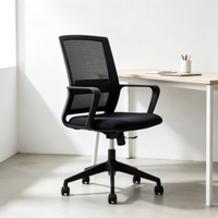 Chaise de bureau ergonomique au design moderne, dossier mi-haut, accoudoirs fixes, chaise pivotante en maille, pour chambre à coucher, certifiée BIFMA, en nylon