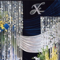 Rideau de perles acryliques avec sequins argentés pour décoration de mariage, rideau de perles suspendu au plafond pour la plantation printanière