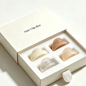 Boîte en carton personnalisée blanc cassé avec tiroir, emballage pour pinces à cheveux et accessoires capillaires, vente directe usine - Product Image 4