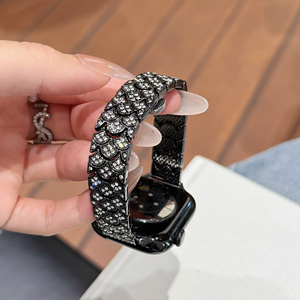 Correas de Reloj de Aleación de Lujo con Diamantes Brillantes para <span class=keywords><strong>Apple</strong></span> <span class=keywords><strong>Watch</strong></span> Series 11 10 40 42 46 49mm, Brazalete de Cadena en Forma de Abanico - Product Image 3