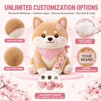 Mascotte en peluche Shiba Fleur de cerisier, jouet en peluche personnalisé, animal en peluche, jouet doux, mascotte, vente en gros, logo personnalisé, cadeau promotionnel