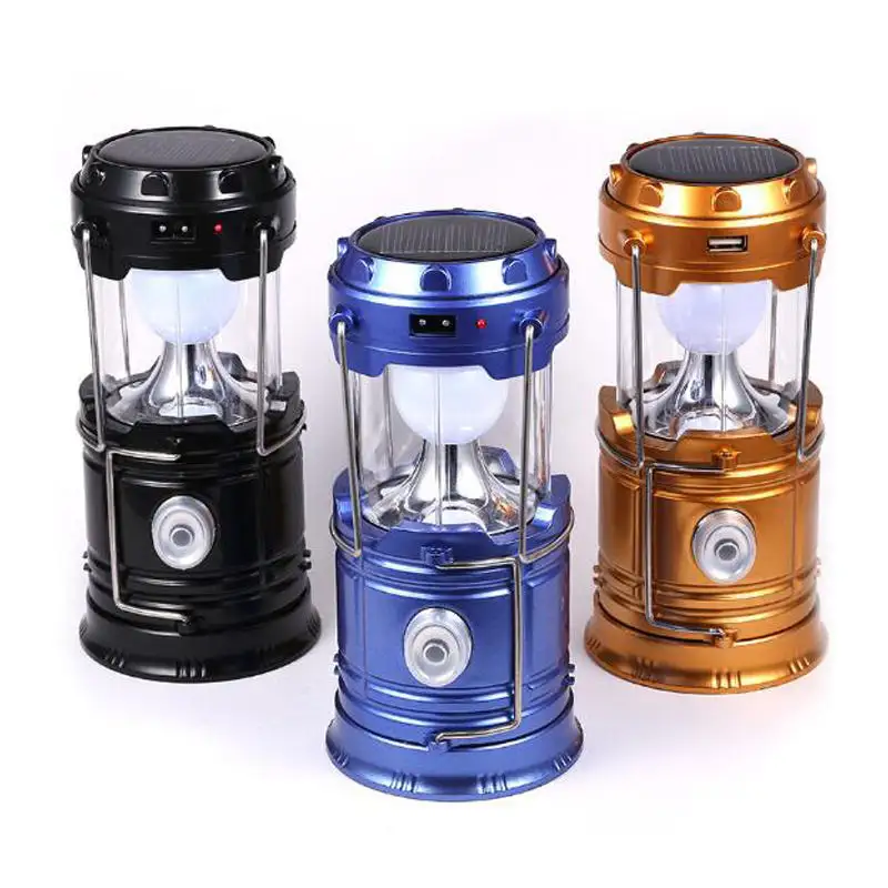 Collapsible Portable LED Camping Lanterns Lightweight Waterproof Solar USB Rechargeable Flashlight