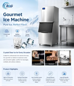 Machine à glaçons en cubes BLG Gourmet 200 kg, machine à glaçons commerciale, vente directe d'usine - Product Image 2