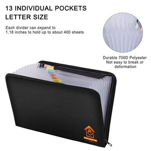 Yihuaxing A4 cầu vồng thư mục bìa đen phong bì với 24 túi dây kéo đóng cửa mở rộng kiểm tra Clip chống cháy thư mục tập tin - Product Image 4