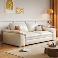 Luxuriöses Ledersofa-Bett Modernes Konvertierbares Schlafsofa Gänsedaunen-Gefüllte Polstercouch Wohnzimmermöbel