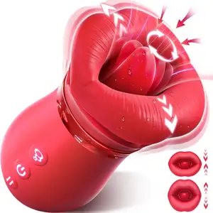 Hot Sale 4 In 1 Soft Silicone Tongue Womans Big Mouth Sex Toy Kiss Mouth Toy Sucking And Licking Toys