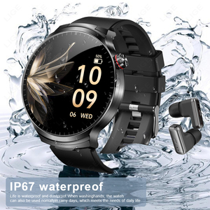 T100 <b>Smartwatch</b> Built-in TWS Earphones 1.85" Full Touch Screen 60Hz High Refresh BT Call Heart Rate Monitor IP67 Black Silver - Product Image 6
