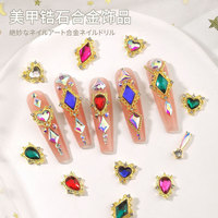 Breloques de luxe en alliage de zircon, forme goutte d'eau et cœur, avec strass AB, nouveau style, pour ongles, en vrac