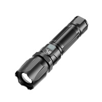 Lampe torche LED tactique puissante pour l'extérieur avec faisceau réglable, zoom, charge USB-C, ABS, indice de protection IP44, portée du faisceau de 500 m pour le camping