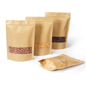 Sacs en papier kraft multi-spécifications avec fenêtre transparente, fermeture éclair standard et intérieur en aluminium, durables et résistants à l'humidité, pour aliments pour animaux de compagnie - Product Image 1